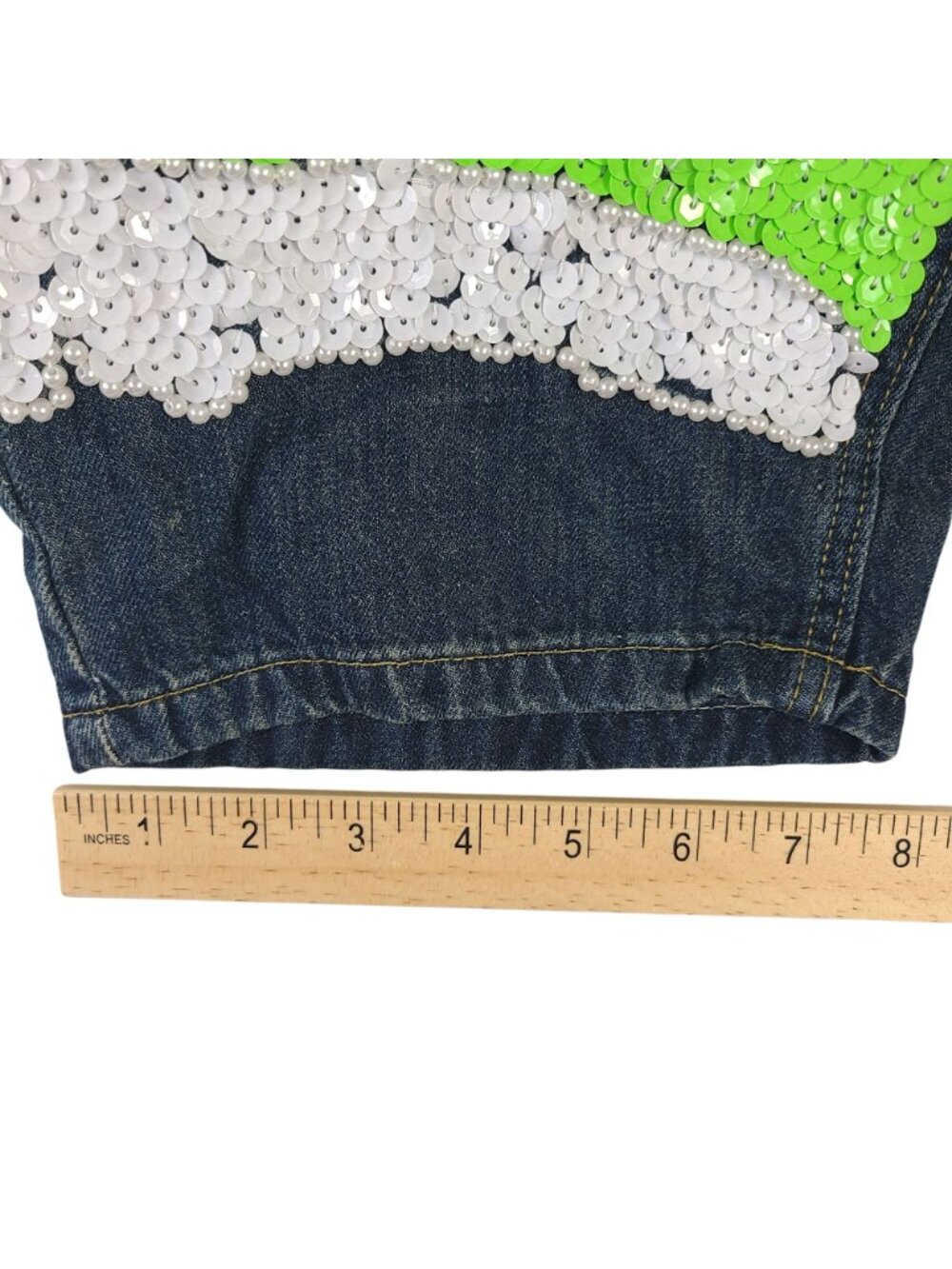Kitmaple Dragon Sequin Embellished Denim Jogger Pants With Drawstring Waist - Picture 8 of 11